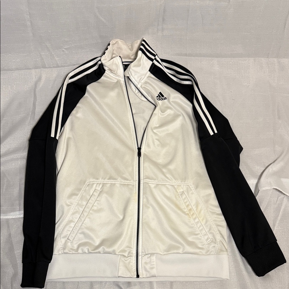 adidas White and Black Lightweight Track Jacket
